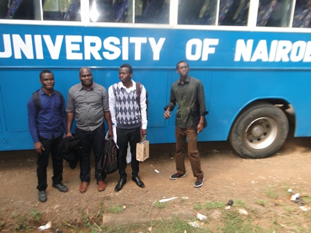 Photo: CEBIB MSc postgraduates (L->R); Nathaniel Leesolee, Samuel Mwafulirwa, Dennis Obonyo & Camara Mounirou
