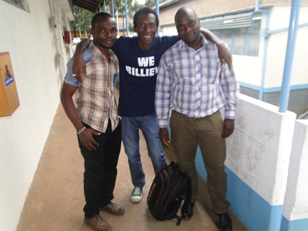 Photo: CEBIB postgraduate international students (L->R); Nathaniel Leesolee (Liberia), Camara Mounirou(Mali) & Samuel Mwafulirwa(Malawi)