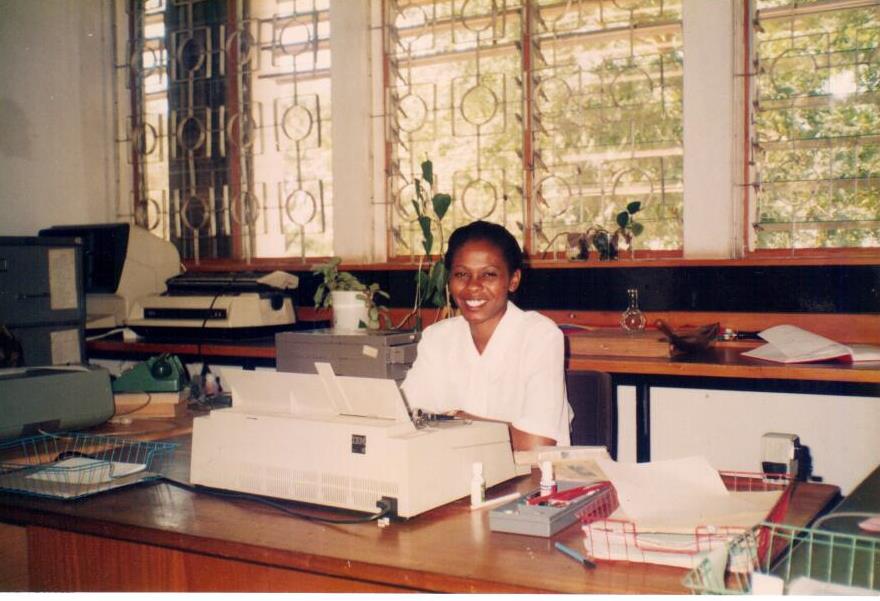 Photo: A Secretary uses a typewriter