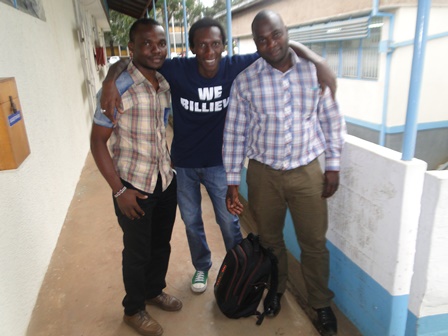 Photo: CEBIB postgraduate international students (L->R); Nathaniel Leesolee (Liberia), Camara Mounirou(Mali) & Samuel Mwafulirwa(Malawi)